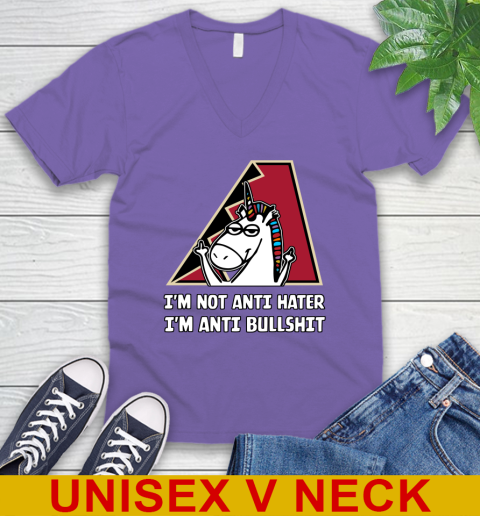 Arizona Diamondbacks MLB Baseball Unicorn I'm Not Anti Hater I'm Anti Bullshit V-Neck T-Shirt 9
