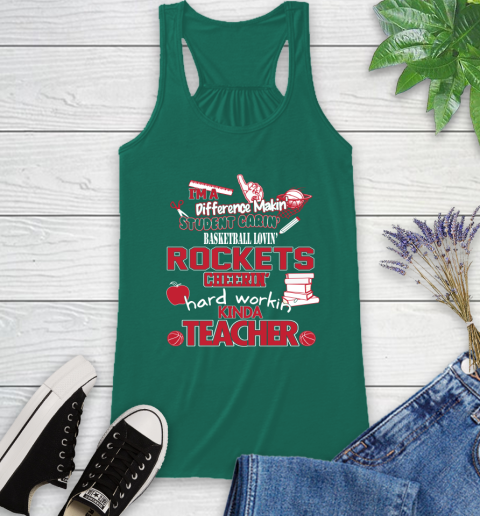 Houston Rockets NBA I'm A Difference Making Student Caring Basketball Loving Kinda Teacher Racerback Tank 6