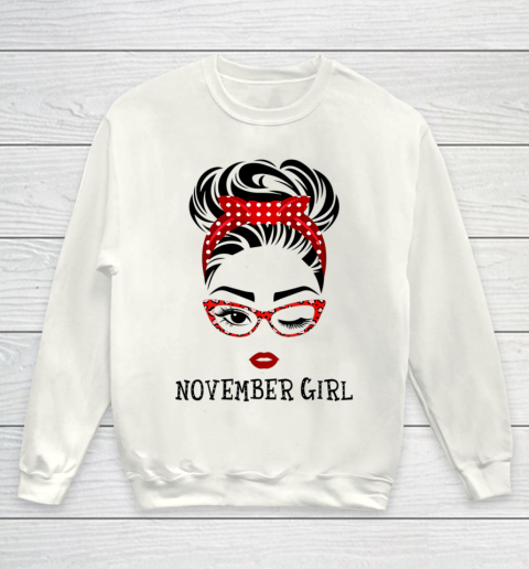 Womens November Girl Wink Eye Woman Face Wink Eyes Lady Birthday Youth Sweatshirt