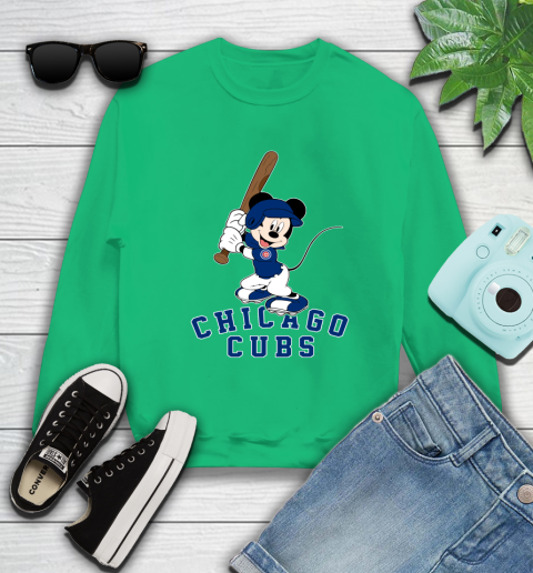 MLB Baseball Chicago Cubs Cheerful Mickey Mouse Shirt Sweatshirt - Image 8