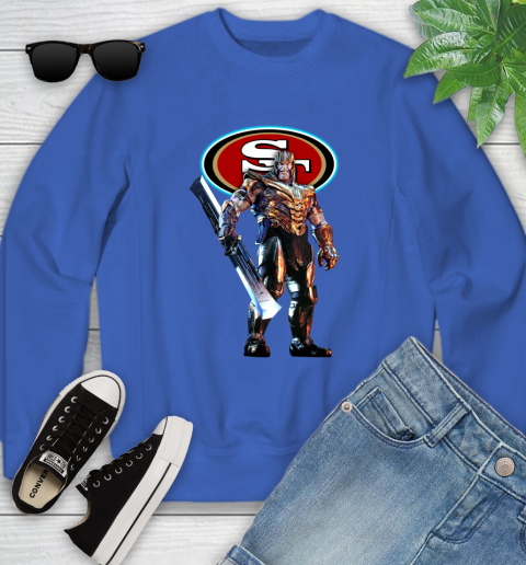 NFL Thanos Gauntlet Avengers Endgame Football San Francisco 49ers Youth Sweatshirt 8