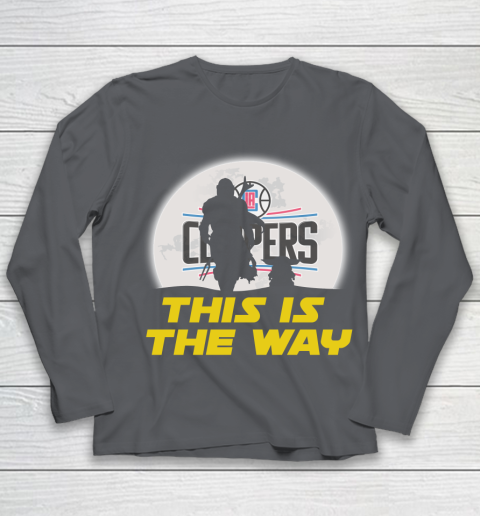 LA Clippers NBA Basketball Star Wars Yoda And Mandalorian This Is The Way Youth Long Sleeve 6
