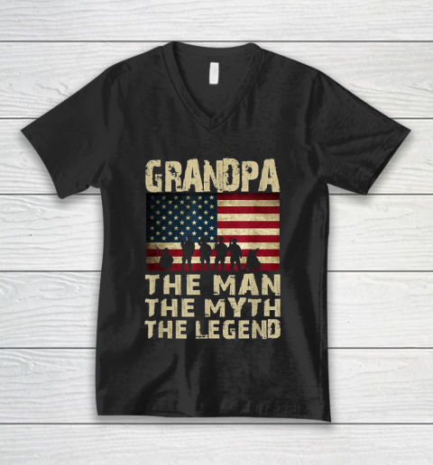 Grandpa Funny Gift Apparel  Father's Day Grandpa The Man Myth Legend V-Neck T-Shirt