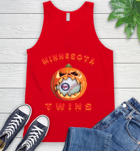 MLB Minnesota Twins Halloween Pumpkin Baseball Sports Tank Top 6