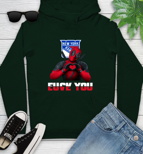 NHL New York Rangers Deadpool Love You Fuck You Hockey Sports Youth Hoodie 14