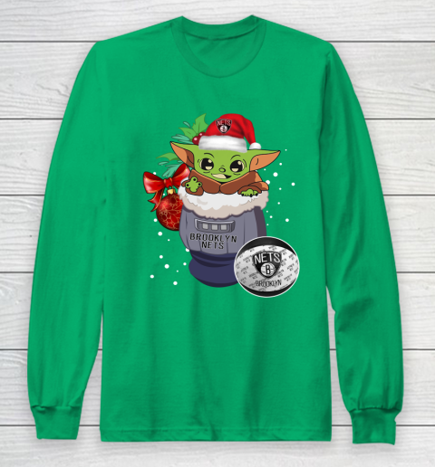 Brooklyn Nets Christmas Baby Yoda Star Wars Funny Happy NBA Long Sleeve T-Shirt 7