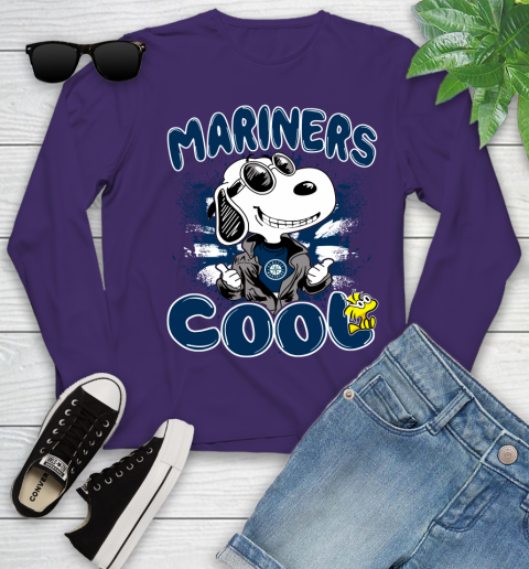 MLB Baseball Seattle Mariners Cool Snoopy Shirt Youth Long Sleeve 5 MLB Baseball Seattle Mariners Cool Snoopy Shirt Youth Long Sleeve - Image 5