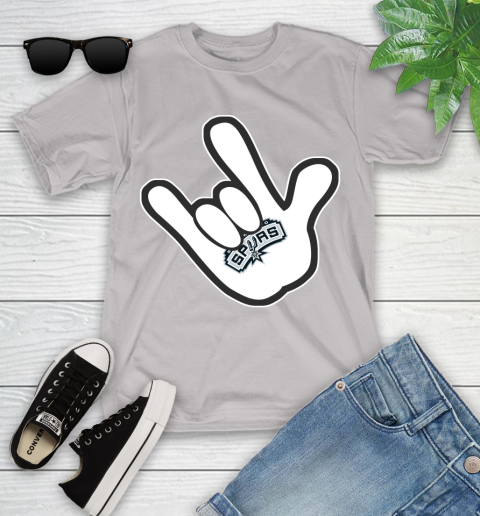 San Antonio Spurs NBA Basketball Mickey Rock Hand Disney Youth T-Shirt 12