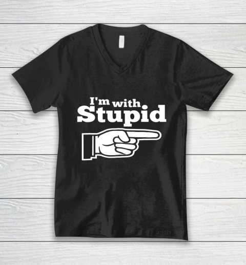 I m With Stupid Shirt Funny V-Neck T-Shirt