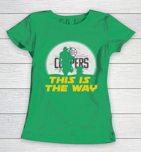 LA Clippers NBA Basketball Star Wars Yoda And Mandalorian This Is The Way Women's T-Shirt 5
