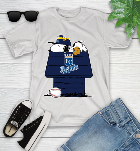 MLB Kansas City Royals Snoopy Woodstock The Peanuts Movie Baseball T Shirt Youth T-Shirt