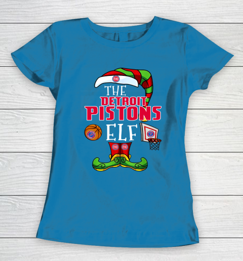 Detroit Pistons Christmas ELF Funny NBA Women's T-Shirt 6