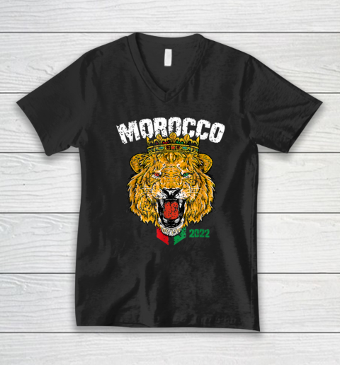 Morocco Lion Flag Sport Soccer Football Proud V-Neck T-Shirt