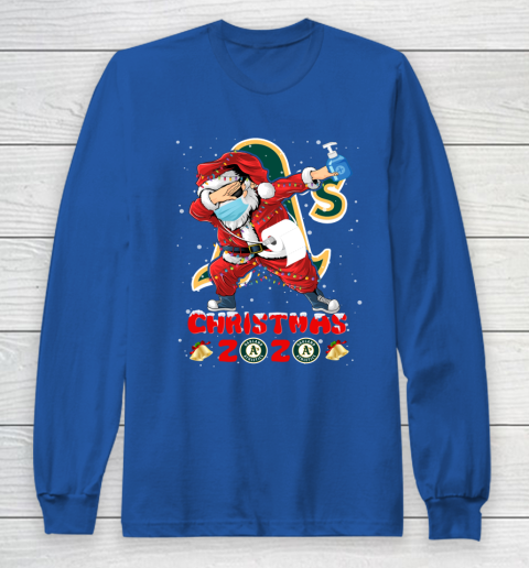 Oakland Athletics Funny Santa Claus Dabbing Christmas 2020 MLB Long Sleeve T-Shirt 6