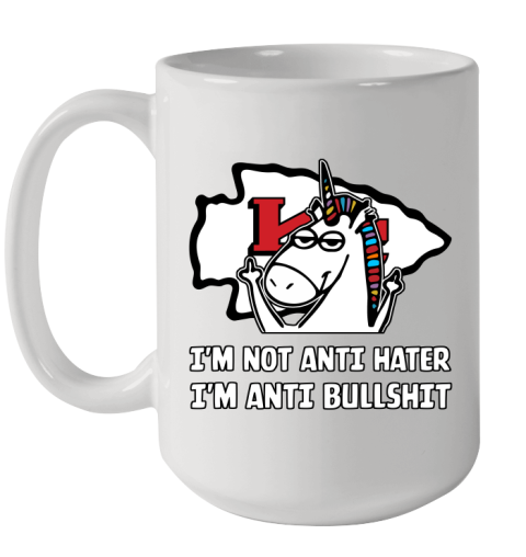 Kansas City Chiefs NFL Football Unicorn I'm Not Anti Hater I'm Anti Bullshit Ceramic Mug 15oz