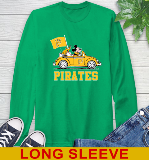 MLB Baseball Pittsburgh Pirates Pluto Mickey Driving Disney Shirt Long Sleeve T-Shirt 7