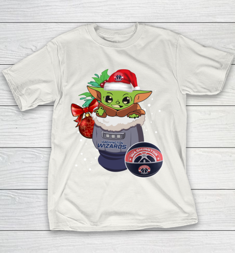 Washington Wizards Christmas Baby Yoda Star Wars Funny Happy NBA Youth T-Shirt 3