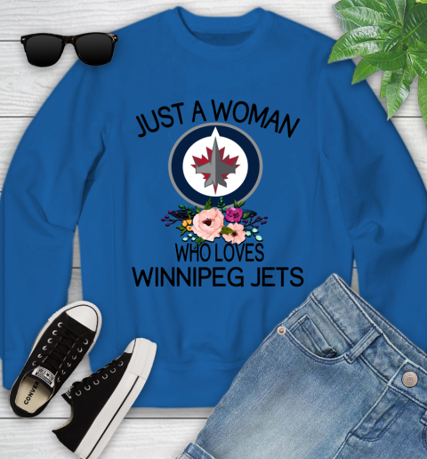 NHL Just A Woman Who Loves Winnipeg Jets Hockey Sports Youth Sweatshirt 4