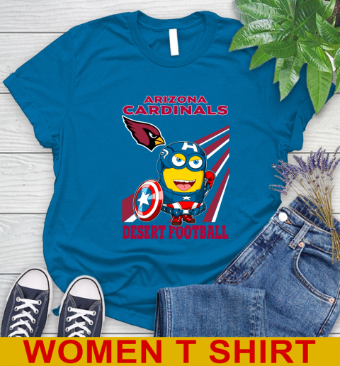 NFL Football Arizona Cardinals Captain America Marvel Avengers Minion Shirt Women's T-Shirt 8