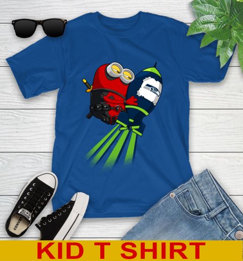 NFL Football Seattle Seahawks Deadpool Minion Marvel Shirt Youth T-Shirt 10