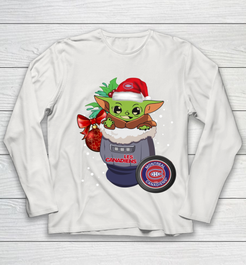 Montreal Canadiens Christmas Baby Yoda Star Wars Funny Happy NHL Youth Long Sleeve 11