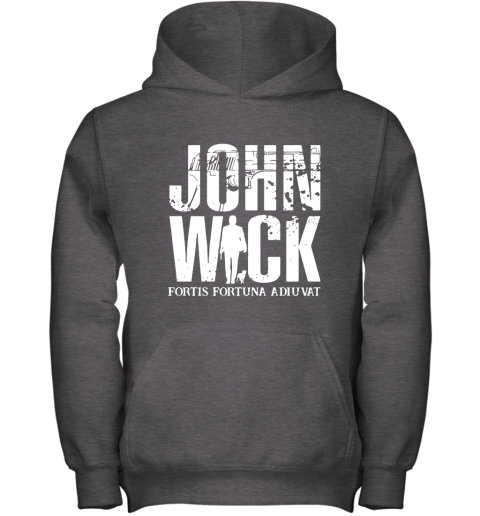 5qqs john wick fortis fortuna adiuvat youth hoodie 43 front dark heather