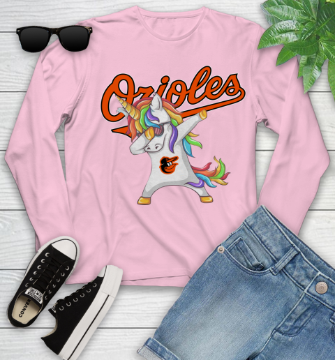 Baltimore Orioles MLB Baseball Funny Unicorn Dabbing Sports Youth Long Sleeve 10