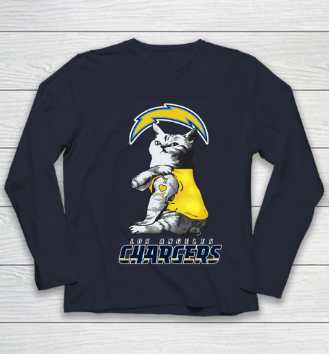 NFL Football My Cat Loves Los Angeles Chargers Youth Long Sleeve 2