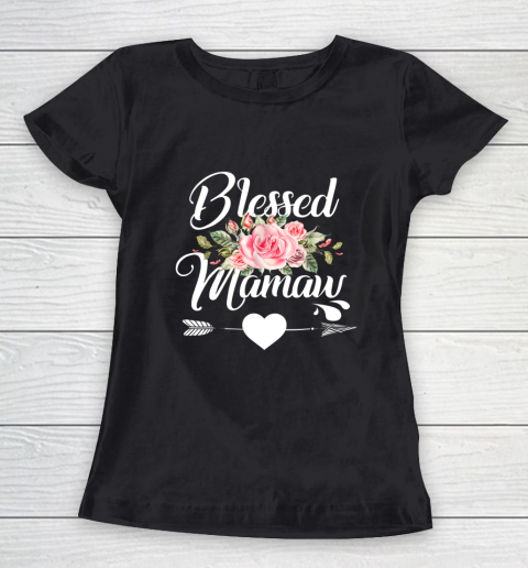 Blessed Mamaw Thanksgiving Christmas Floral Gift For Grandma Women's T-Shirt