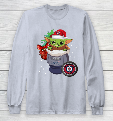 Winnipeg Jets Christmas Baby Yoda Star Wars Funny Happy NHL Long Sleeve T-Shirt 6