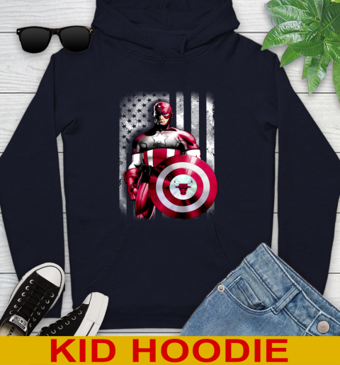 Chicago Bulls NBA Basketball Captain America Marvel Avengers American Flag Shirt Youth Hoodie 3