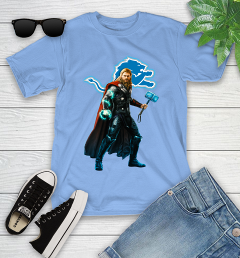 NFL Thor Avengers Endgame Football Detroit Lions Youth T-Shirt 11