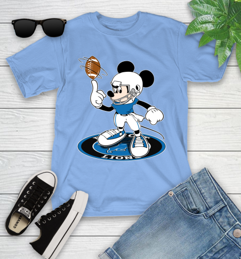 NFL Football Detroit Lions Cheerful Mickey Disney Shirt Youth T-Shirt 11