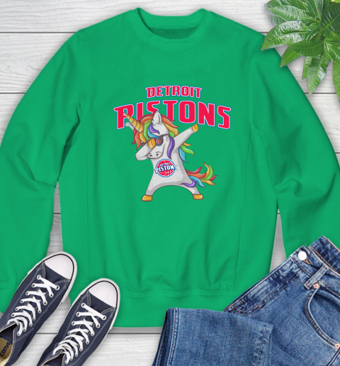 Detroit Pistons NBA Basketball Funny Unicorn Dabbing Sports Sweatshirt 6