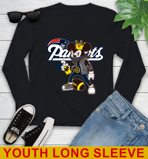 New England Patriots NFL Football Mickey Peace Sign Sports Youth Long Sleeve 2