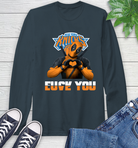 NBA New York Knicks Deadpool Love You Fuck You Basketball Sports Long Sleeve T-Shirt 9
