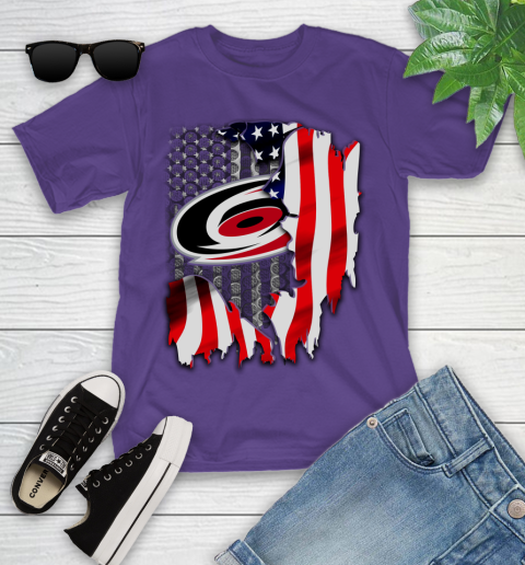 Carolina Hurricanes NHL Hockey American Flag Youth T-Shirt 3