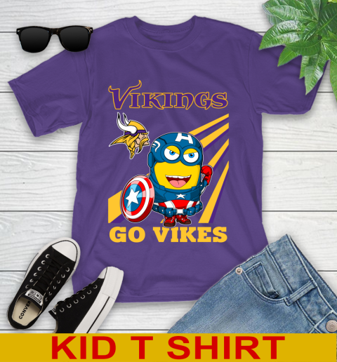 NFL Football Minnesota Vikings Captain America Marvel Avengers Minion Shirt Youth T-Shirt 3