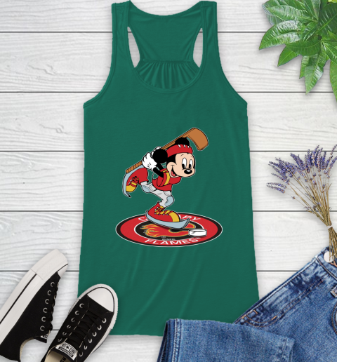 NHL Hockey Calgary Flames Cheerful Mickey Disney Shirt Racerback Tank 7