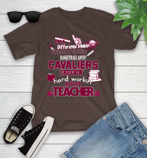 Cleveland Cavaliers NBA I'm A Difference Making Student Caring Basketball Loving Kinda Teacher Youth T-Shirt 7