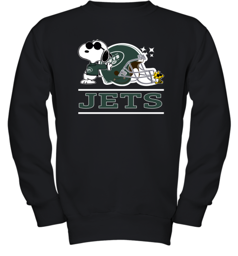 The New York Jets Joe Cool And Woodstock Snoopy Mashup Youth Sweatshirt