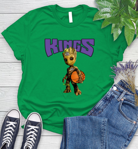 Sacramento Kings NBA Basketball Groot Marvel Guardians Of The Galaxy Women's T-Shirt 6