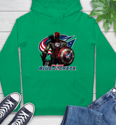 NHL Captain America Thor Spider Man Hawkeye Avengers Endgame Hockey Columbus Blue Jackets Hoodie 8