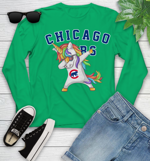 Chicago Cubs MLB Baseball Funny Unicorn Dabbing Sports Youth Long Sleeve 6