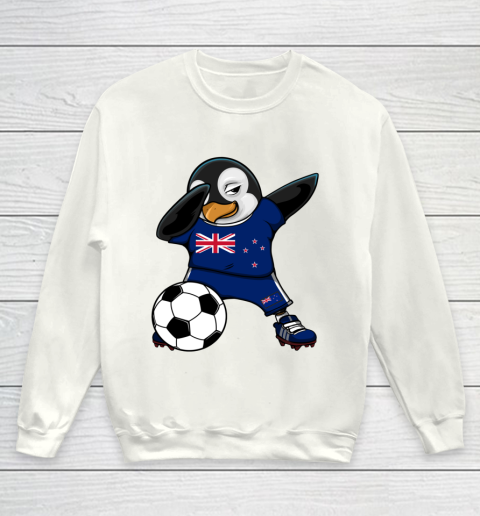 Dabbing Penguin New Zealand Soccer Fan Jersey Football Lover Youth Sweatshirt