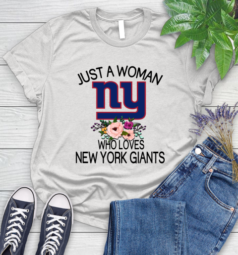 NFL Just A Woman Who Loves New York Giants Football Sports Women's T-Shirt
