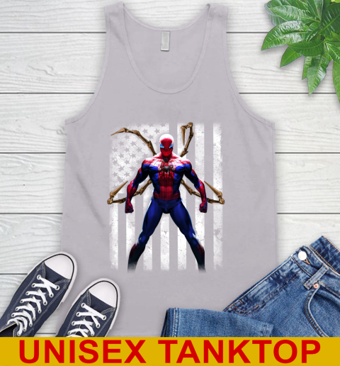 MLB Baseball Boston Red Sox Spider Man Avengers Marvel American Flag Shirt Tank Top - Image 4