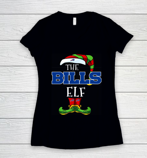 Buffalo Bills Christmas ELF Funny NFL Women's V-Neck T-Shirt