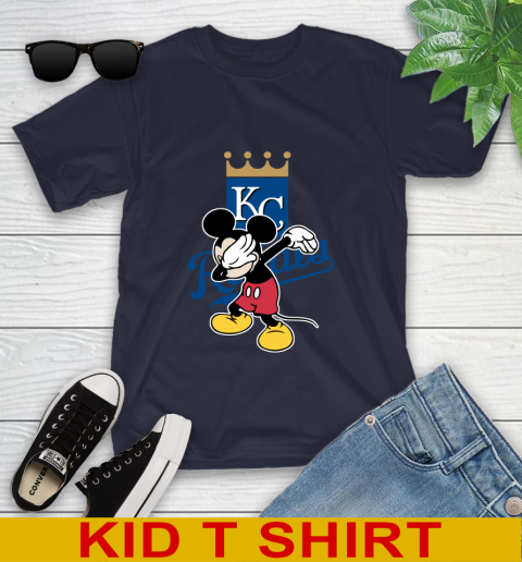 Kansas City Royals MLB Baseball Dabbing Mickey Disney Sports Youth T-Shirt 3