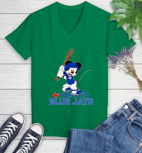 MLB Baseball Toronto Blue Jays Cheerful Mickey Mouse Shirt Women's V-Neck T-Shirt 5